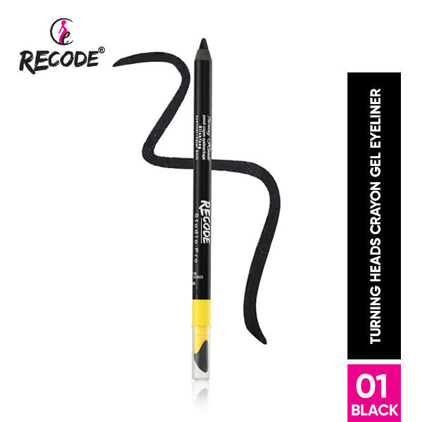 Recode Turning Heads Crayon Gel Eyeliner Cum Kajal Pencil - Black (1.2 g)