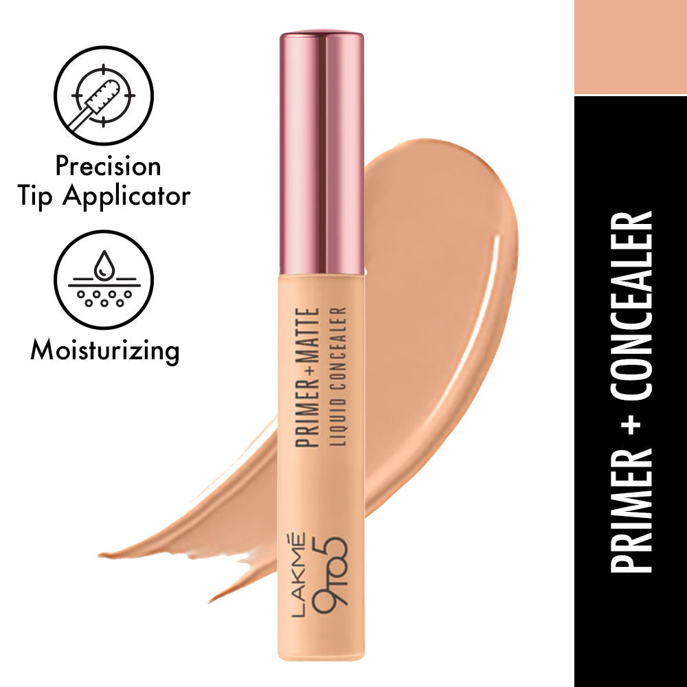 Lakme 9to5 Primer + Matte Liquid Concealer - 10 Ivory (5.4ml)