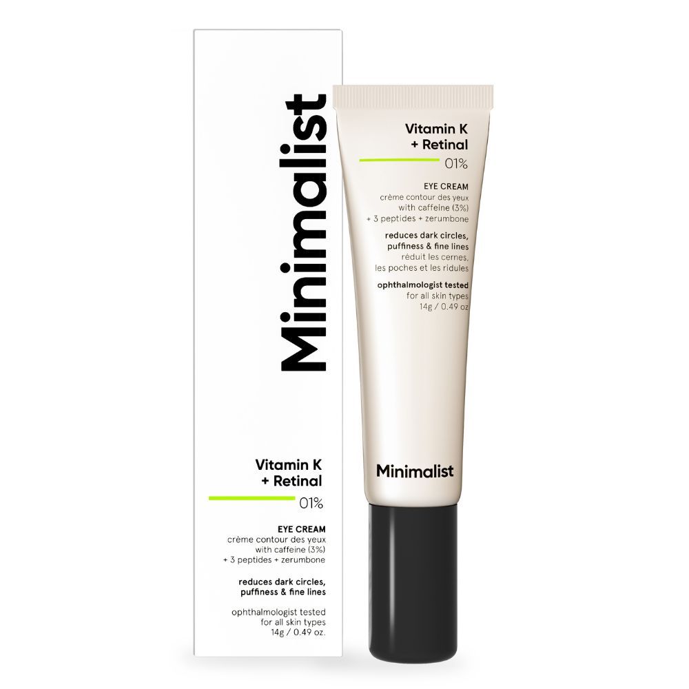 Minimalist Vitamin K + Retinal 01% Under Eye Cream With Caffeine 03% For Dark Circle & Puffiness (14 g)