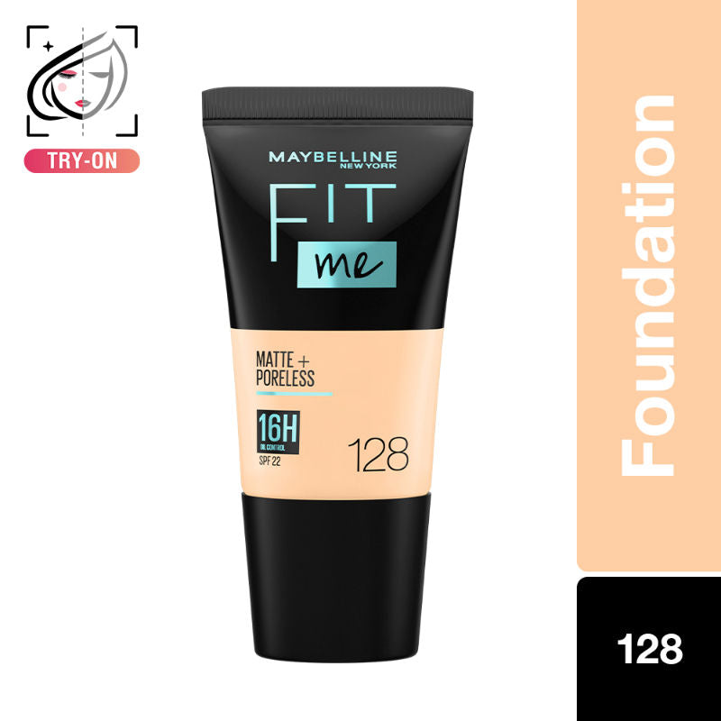 Maybelline New York Fit Me Matte+Poreless Liquid Foundation Tube - 128 Warm Nude (18ml)