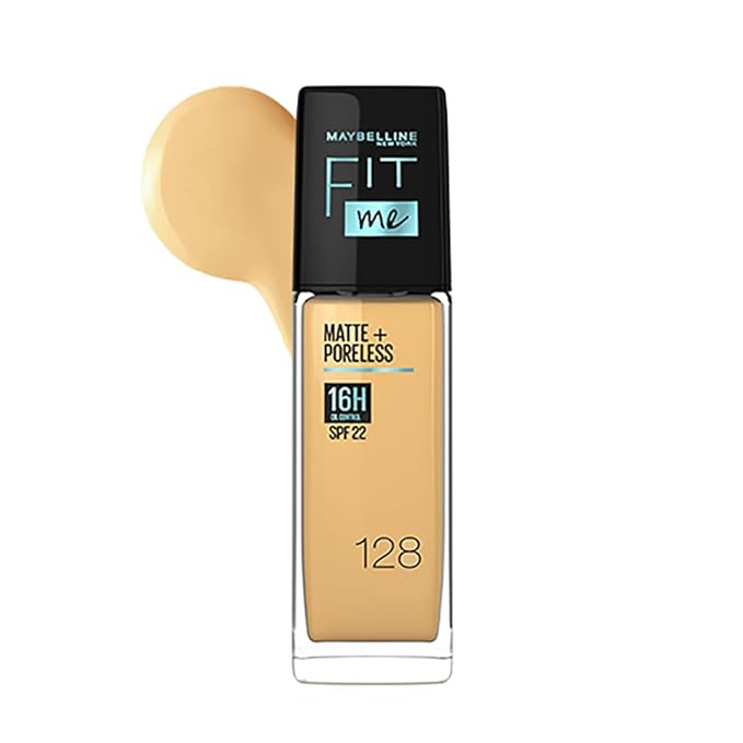 Maybelline New York Fit Me Matte+Poreless Liquid Foundation 16H Oil Control - 128 Warm Nude (30ml)